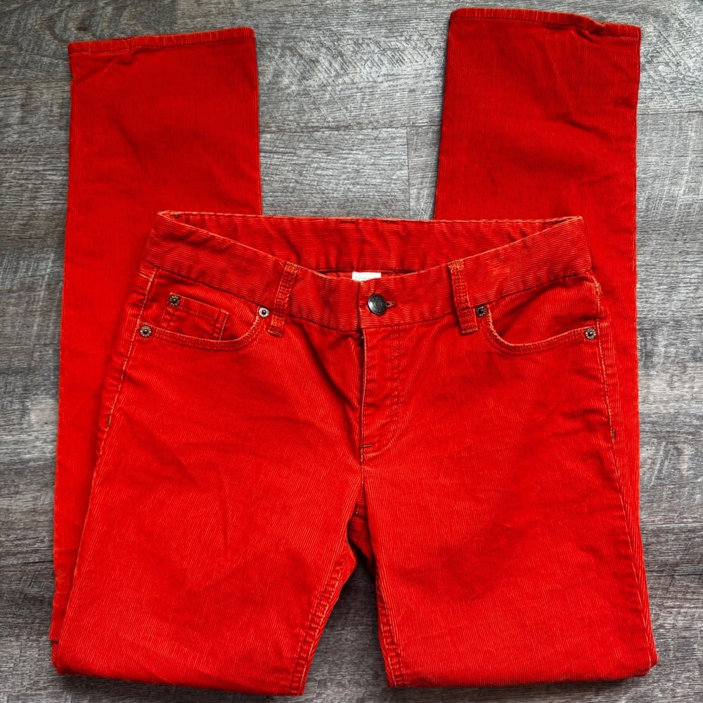 J. Crew Favorite Fit Corduroy Pants 4S Slim Straight Orange Stretch Mid Rise‎